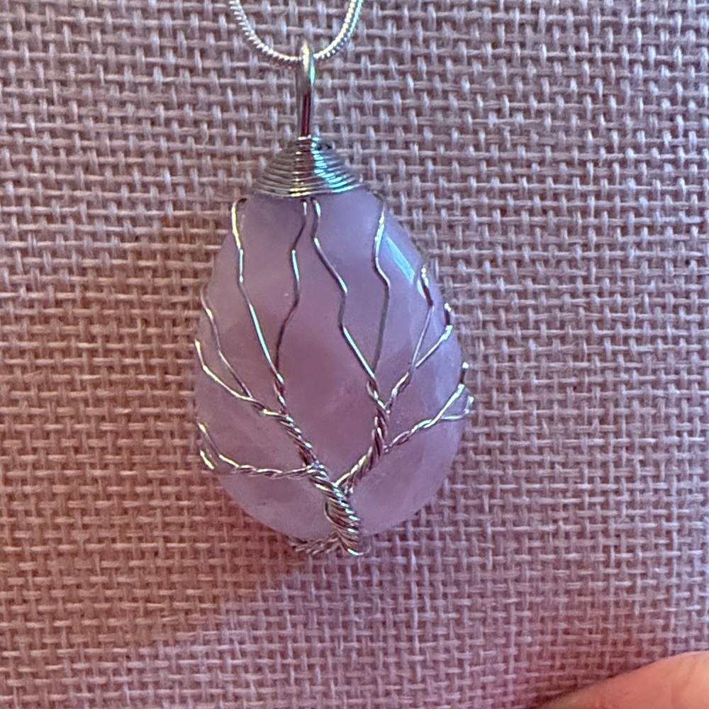 Sterling Silver Rose Quartz Pendant Necklace
